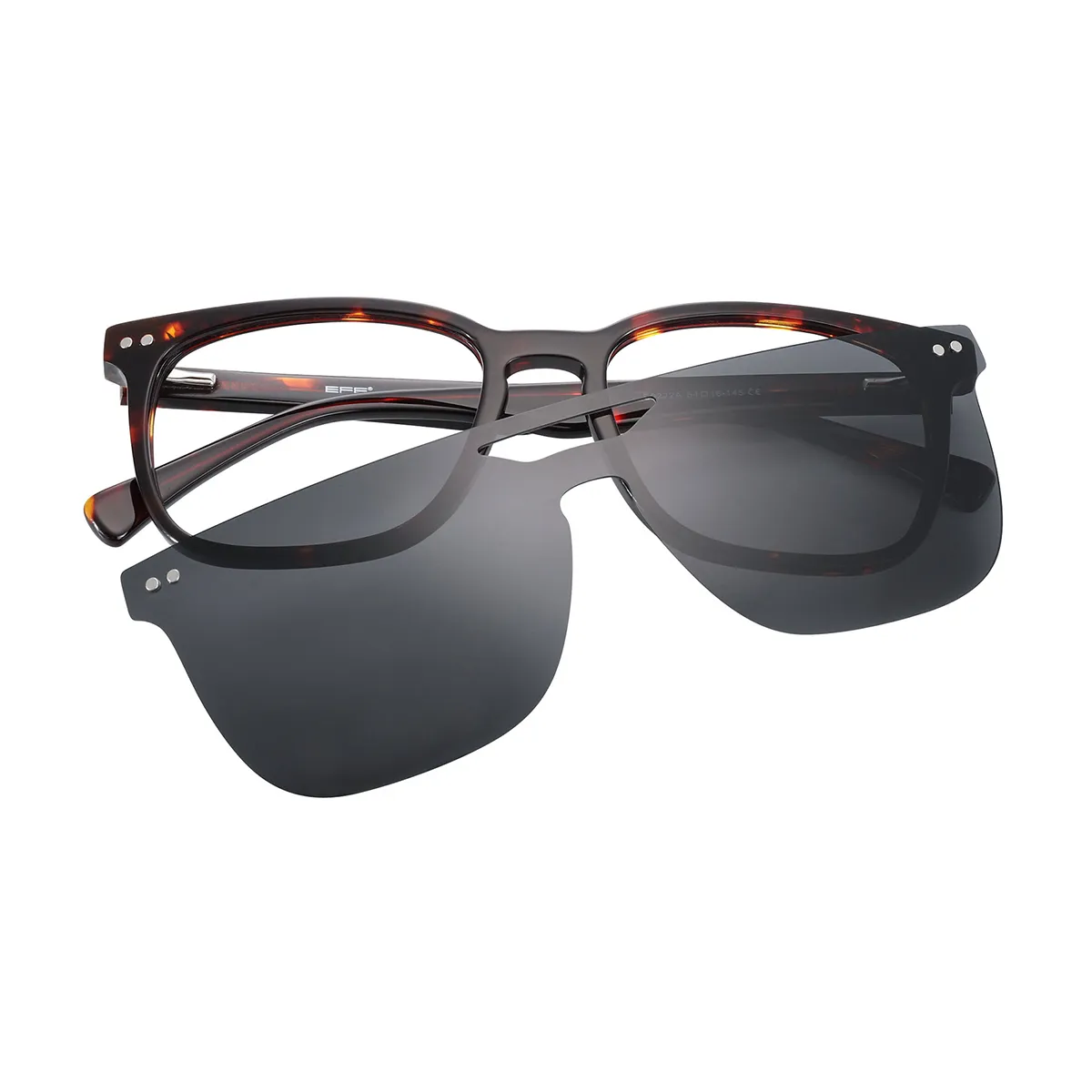 Fashion Square Dark-Brown Clip On Sunglasses for Men & Women
